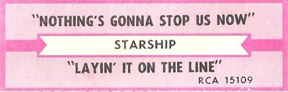 Starship / Nothing&#39;s Gonna Stop Us Now / RCA 15109 | Jukebox Title Strip (1987)