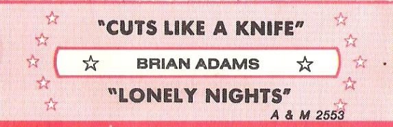 Adams, Bryan / Cuts Like a Knife / A+M 2553 | Jukebox Title Strip (1983)
