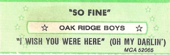 Oak Ridge Boys / So Fine / MCA 52065 | Jukebox Title Strip (1982)