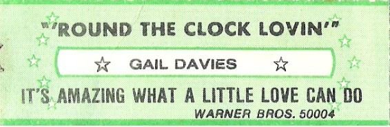Davies, Gail / Round the Clock Lovin' / Warner Bros. 50004 | Jukebox Title Strip (1982)