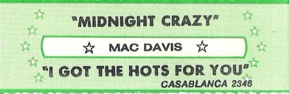 Davis, Mac / Midnight Crazy / Casablanca 2346 | Jukebox Title Strip (1982)
