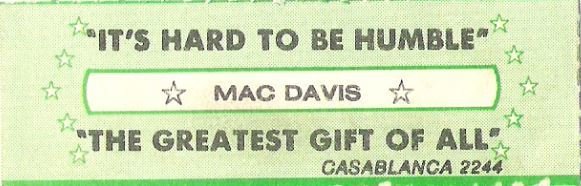 Davis, Mac / It&#39;s Hard to Be Humble / Casablanca 2244 | Jukebox Title Strip (1980)