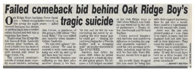 Oak Ridge Boys / Failed Comeback Bid Behind Oak Ridge Boy's Tragic Suicide / 1998