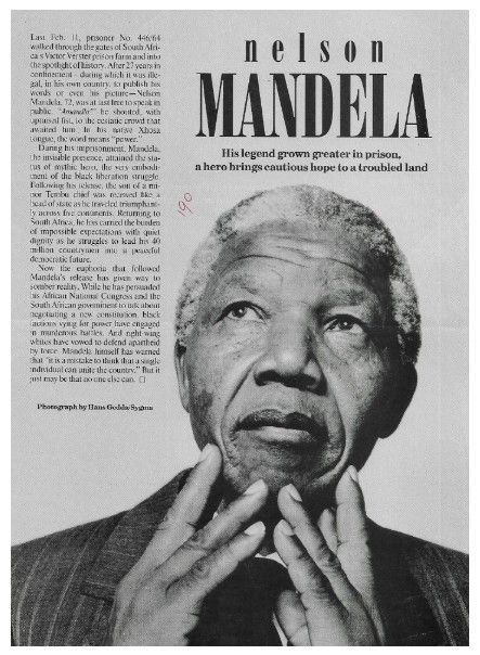 Mandela, Nelson / His Legend Grown Greater in Prison / 1990