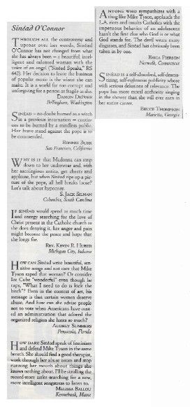 O&#39;Connor, Sinead / 8 Reader Letters / 1993