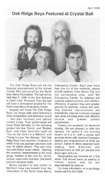 Oak Ridge Boys / Featured at Crystal Ball / 1996