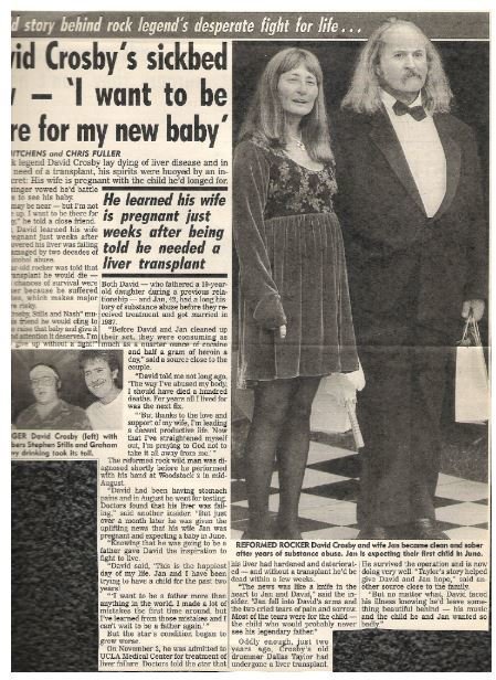 Crosby, David / David Crosby&#39;s Sickbed Vow...I Want to be There for My Baby | Clipping (1994)