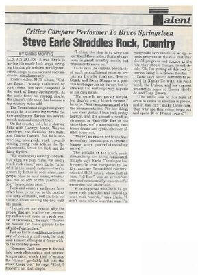 Earle, Steve / Steve Earle Straddles Rock, Country / 1986