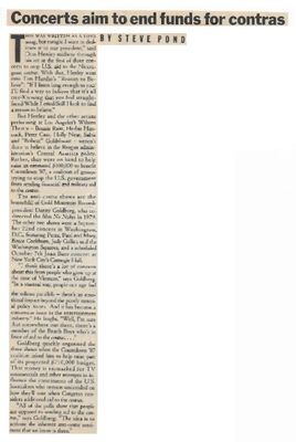 Henley, Don / Concerts Aim to End Funds for Contras / 1987
