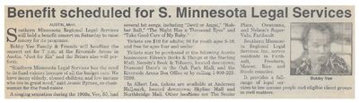 Vee, Bobby / Benefit Scheduled for S. Minnesota Legal Services / 1996