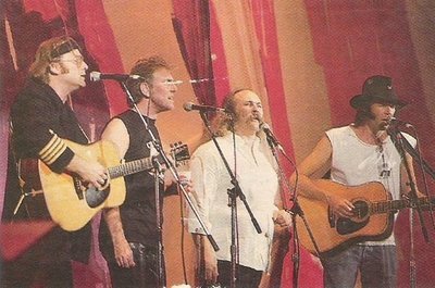 Crosby, Stills, Nash + Young / On Stage, Neil at Right Wearing Black Hat | Magazine Photo (1988)
