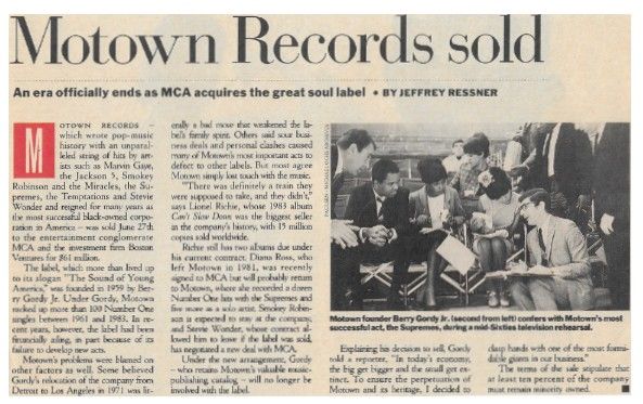 Supremes, The / Motown Records Sold / 1988