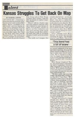 Kansas / Kansas Struggles to Get Back On Map / 1986