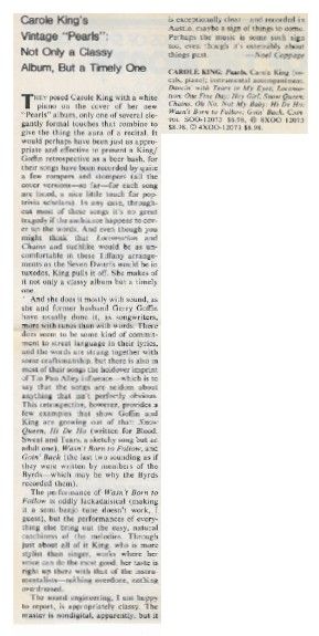 King, Carole / Pearls / 1980