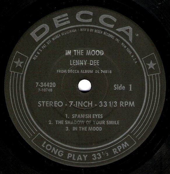 Dee, Lenny / In the Mood / Decca 7-34420 | Seven Inch Vinyl EP (1966)