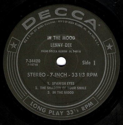Dee, Lenny / In the Mood / Decca 7-34420 | Seven Inch Vinyl EP (1966)