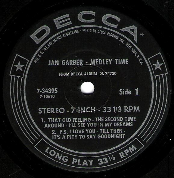 Garber, Jan / Medley Time / Decca 7-34395 | Seven Inch Vinyl EP (1966)