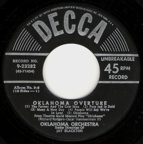 Oklahoma Orchestra (+ Others) / Oklahoma Overture / Decca 9-23282 | Seven Inch Vinyl Single (1950)