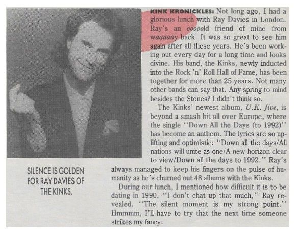 Kinks, The / Silence is Golden for Ray Davies of The Kinks / 1990
