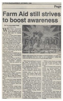 Nelson, Willie / Farm Aid Still Strives to Boost Awareness / 1995
