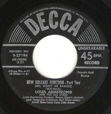 Armstrong, Louis / New Orleans Function - Part Two / Decca 9-27194 | Seven Inch Vinyl Single (1950)