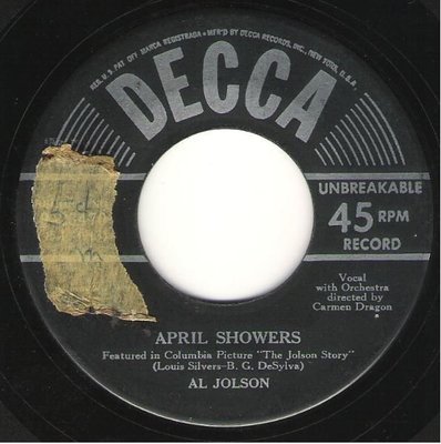 Jolson, Al / April Showers / Decca 9-23470 | Seven Inch Vinyl Single (1950)