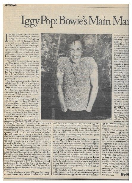 Pop, Iggy / Iggy Pop: Bowie's Main Man / 1984