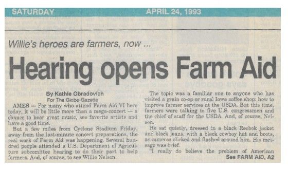 Nelson, Willie / Hearing Opens Farm Aid / 1993