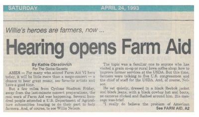 Nelson, Willie / Hearing Opens Farm Aid / 1993