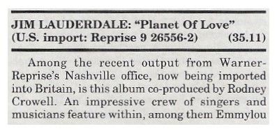 Lauderdale, Jim / Planet of Love / 1992
