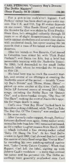 Perkins, Carl / Country Boy&#39;s Dream: The Dollie Masters / 1992