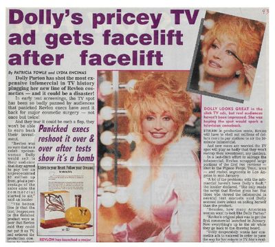 Parton, Dolly / Dolly&#39;s Pricey TV Ad Gets Facelift After Facelift / 1993
