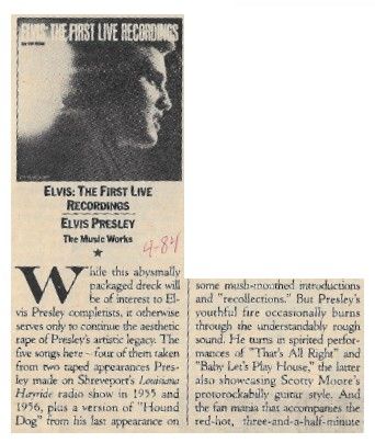 Presley, Elvis / Elvis: The First Live Recordings / 1984