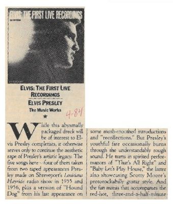 Presley, Elvis / Elvis: The First Live Recordings / 1984