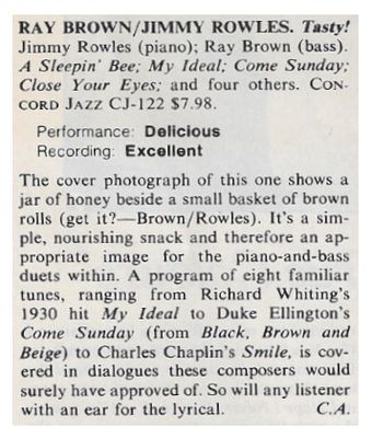 Brown, Ray / Tasty! / with Jimmy Rowles / 1980