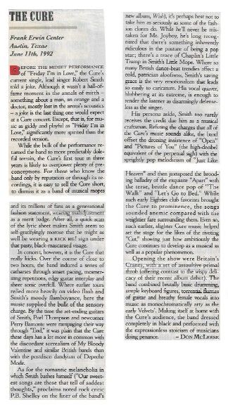 Cure, The / Frank Erwin Center / 1992