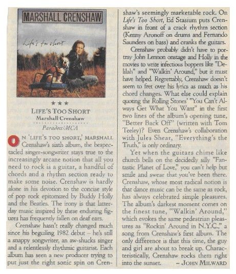 Crenshaw, Marshall / Life&#39;s Too Short / 1991