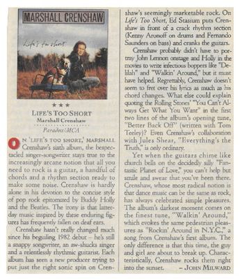 Crenshaw, Marshall / Life&#39;s Too Short / 1991