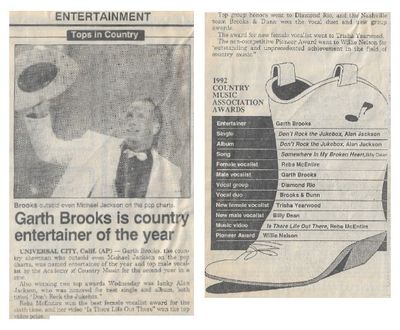 Brooks, Garth / Garth Brooks is Country Entertainer of the Year / 1992