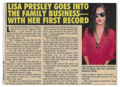 Presley, Lisa Marie / Lisa Presley Goes Into the Family Business / 1992