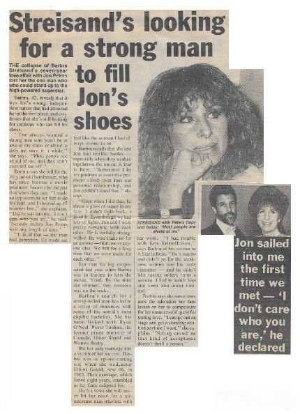 Streisand, Barbra / Looking for a Strong Man to Fill Jon&#39;s Shoes / 1984