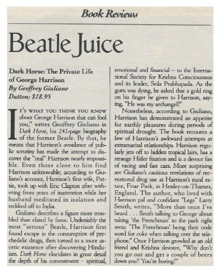 Harrison, George / Dark Horse: The Private Life of George Harrison / 1990