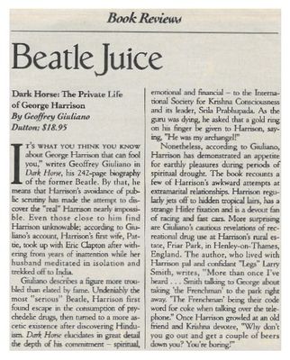 Harrison, George / Dark Horse: The Private Life of George Harrison / 1990