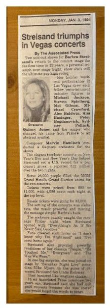 Streisand, Barbra / Streisand Triumphs in Vegas Concerts / 1994