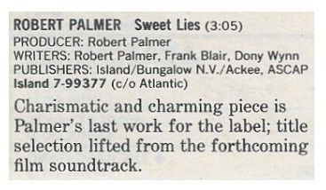 Palmer, Robert / Sweet Lies / 1988