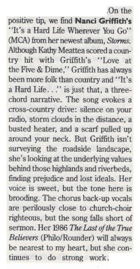 Griffith, Nanci / It&#39;s a Hard Life Wherever You Go / 1989