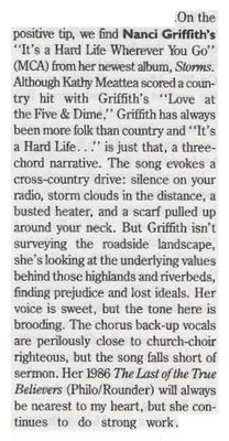 Griffith, Nanci / It&#39;s a Hard Life Wherever You Go / 1989