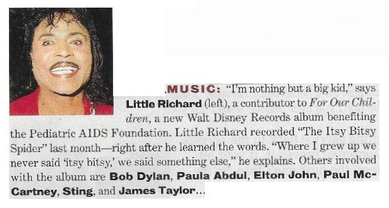 Little Richard / Contributor to &quot;For Our Children&quot; Disney Album / 1991