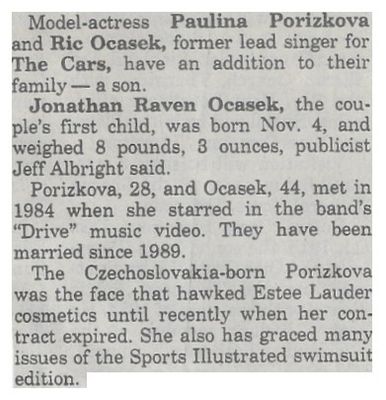 Porizkova, Paulina / Addition to Their Family-A Son / 1993