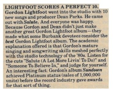Lightfoot, Gordon / Lightfoot Scores a Perfect 10 / 1983